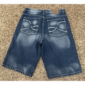 Vintage Y2K Verdad Skater Embroidered Baggy Wide Leg Denim Jeans Shorts 38x14